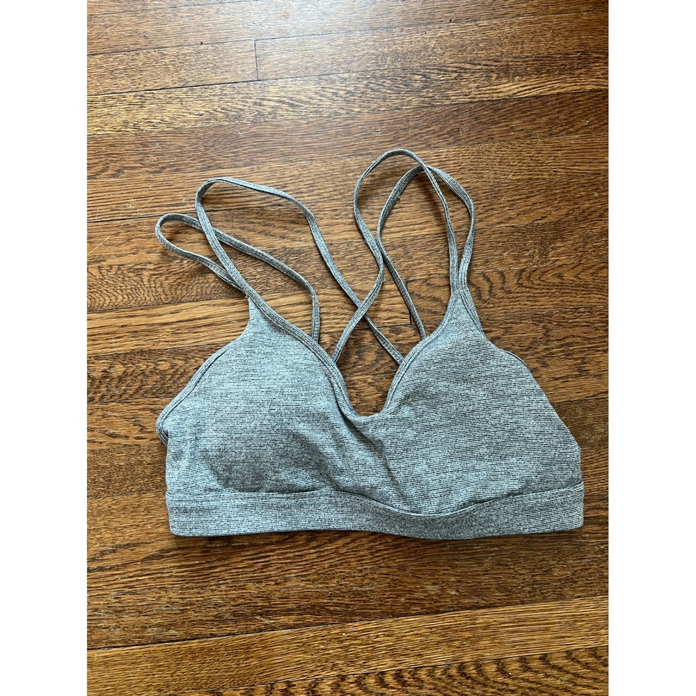 Old Navy Active Go-Dry Strappy Criss Cross Sports Bra Gray Space Dye Small